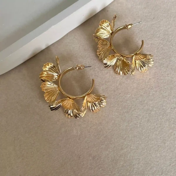 Gold Plated Floral Hoop Earrings