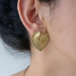 Gold Heart Shaped Statement Earrings