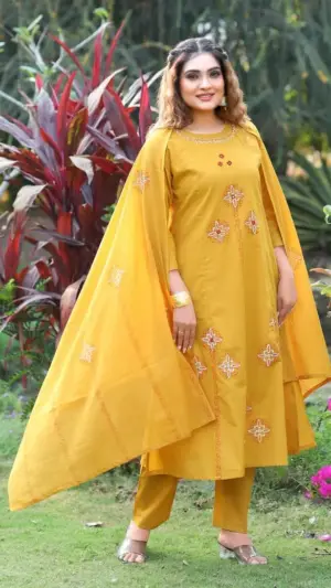 Pure Cotton Kurti pant dupatta set